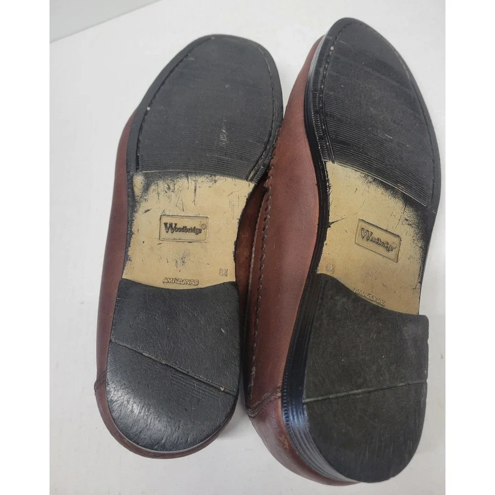 Woodbridge Mens Brown Woven Leather Tassel Loafers Made in Brazil Size 8.5